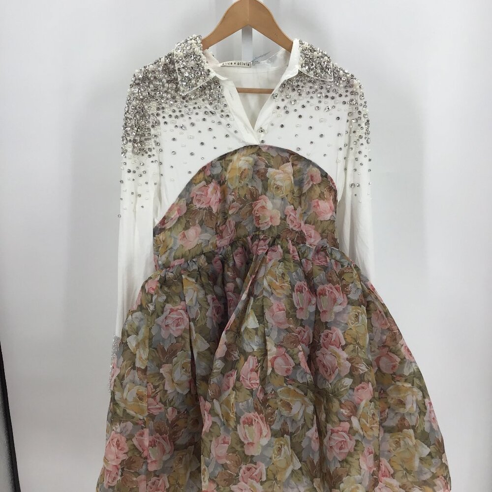 ALICE & OLIVIA Floral Shrug Puff Dress, Size M